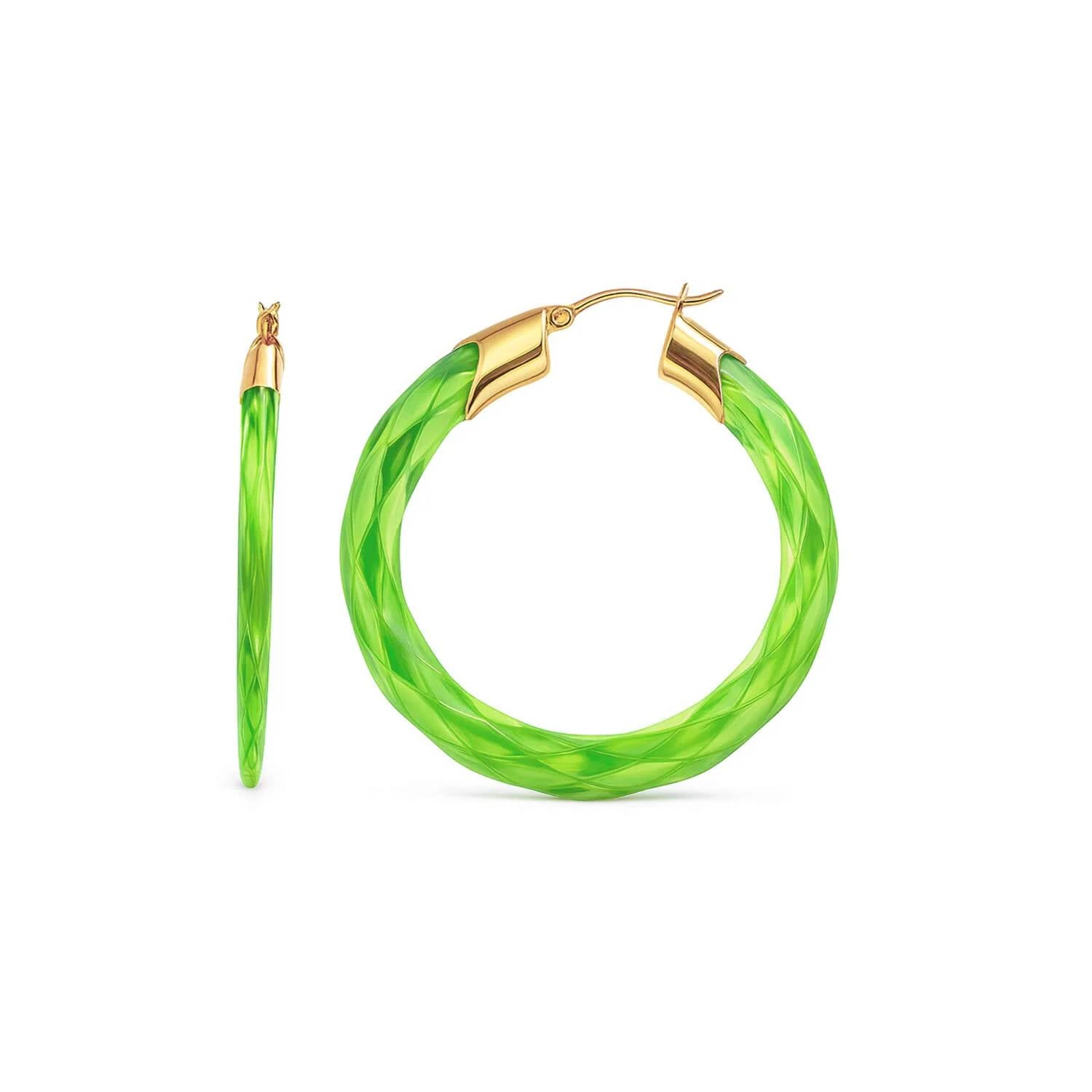 Gold & Honey - Women's Swirl Twist Lucite Birthstone Hoop Earrings