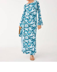 Lilly Pulitzer Long Sleeve Maxi Dress in bellevue blue lilly gulls - women's dress