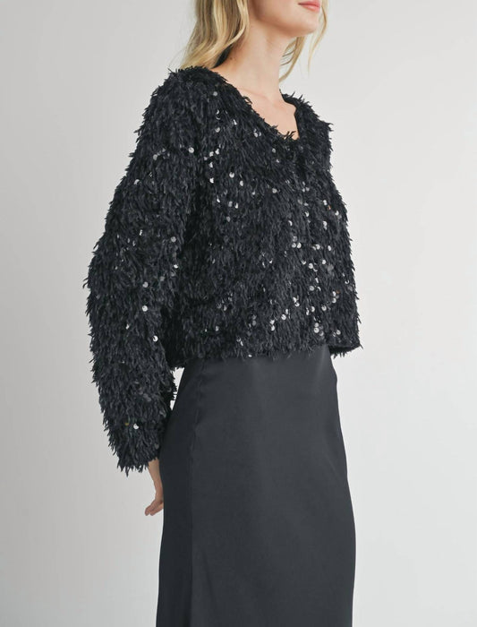 Sadie & Sage - Faux Fur And Sequin Jacket