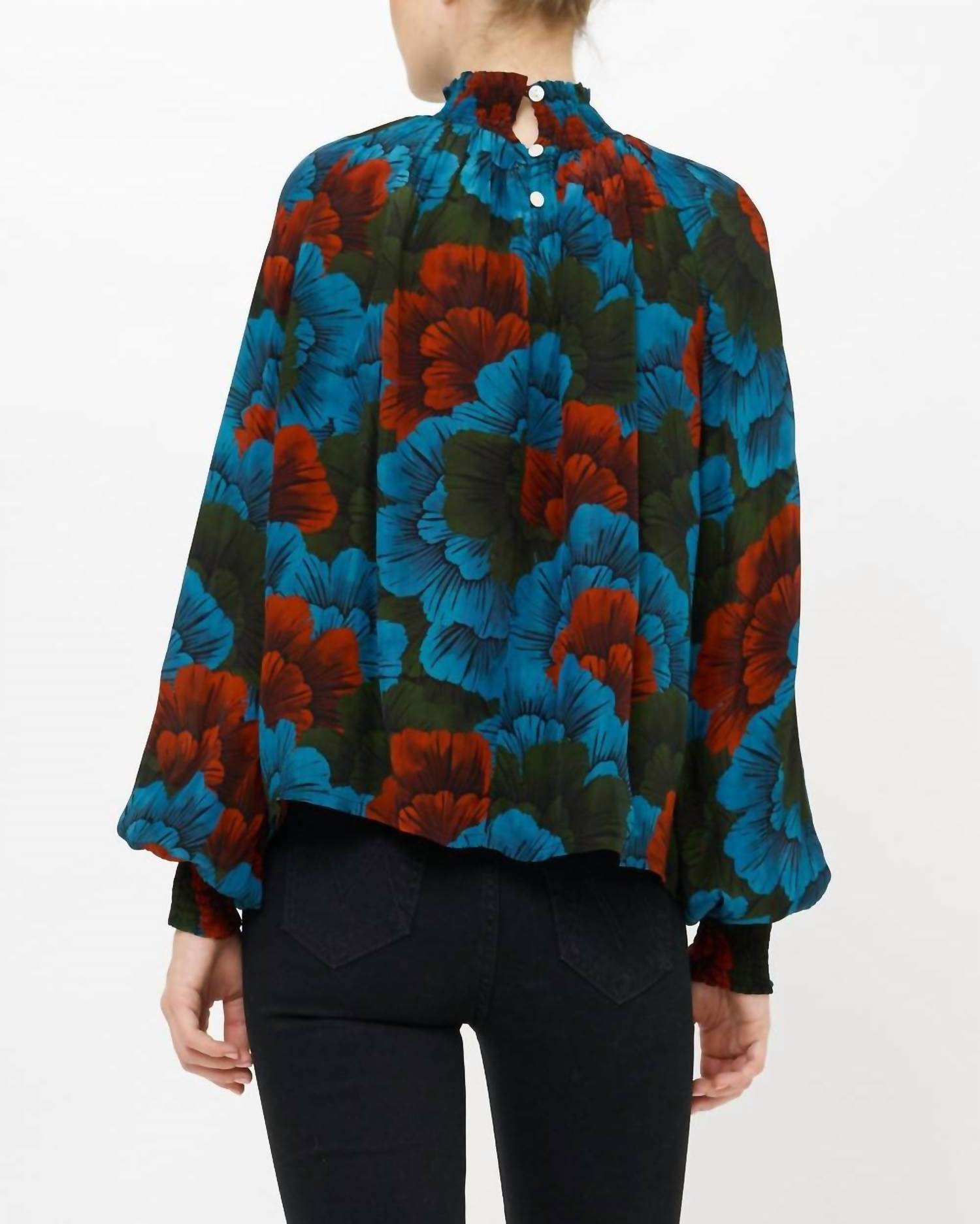 Velvet By Graham & Spencer - Women's Smocked High Neck Blouse Top