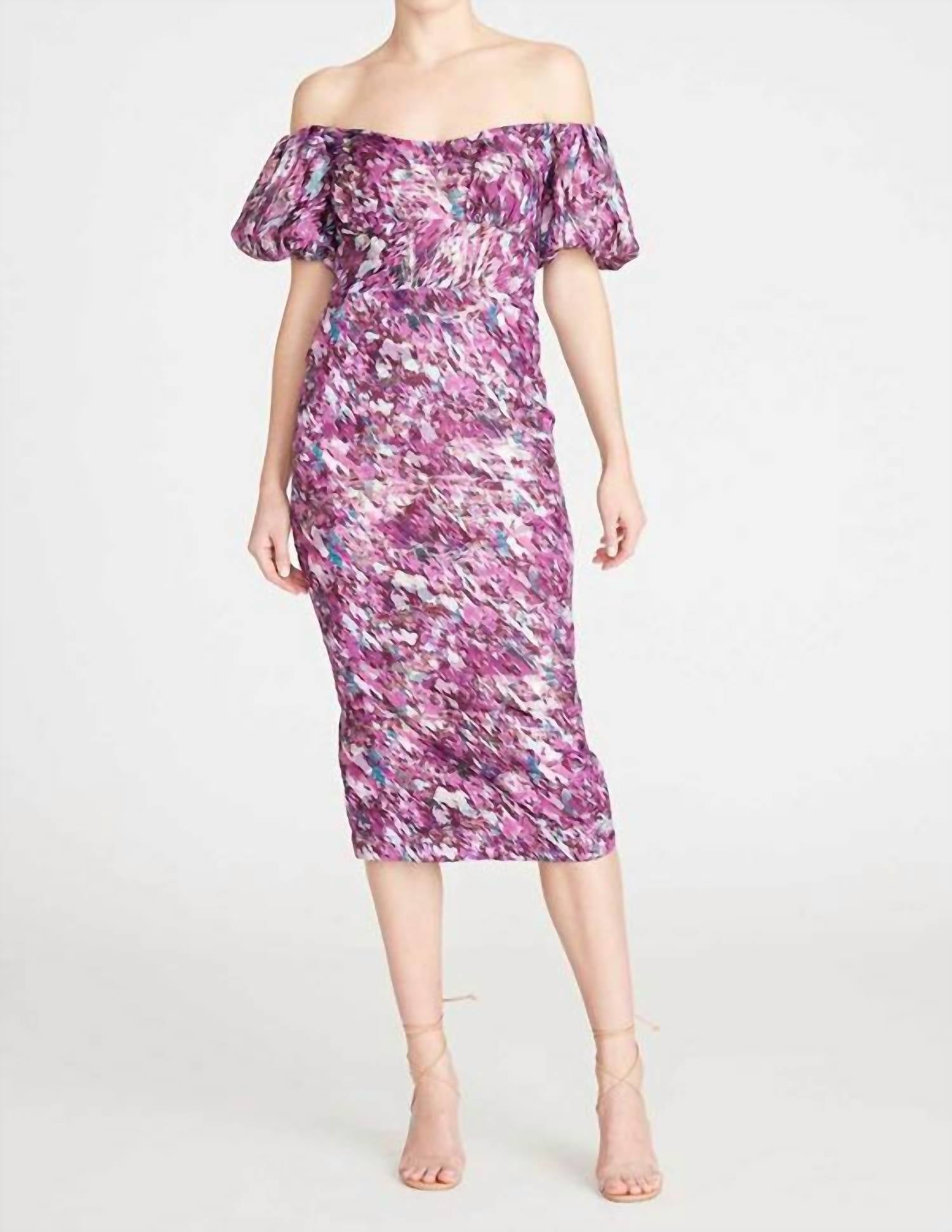 Ml Monique Lhuillier - Women's Off The Shoulder Midi Dress