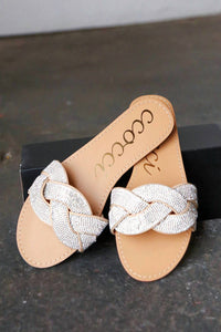 Promenade - Women's Braided Rhinestone Slide Sandals