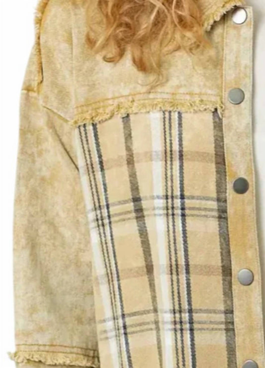 Mystree - Washed Plaid Mix Jacket