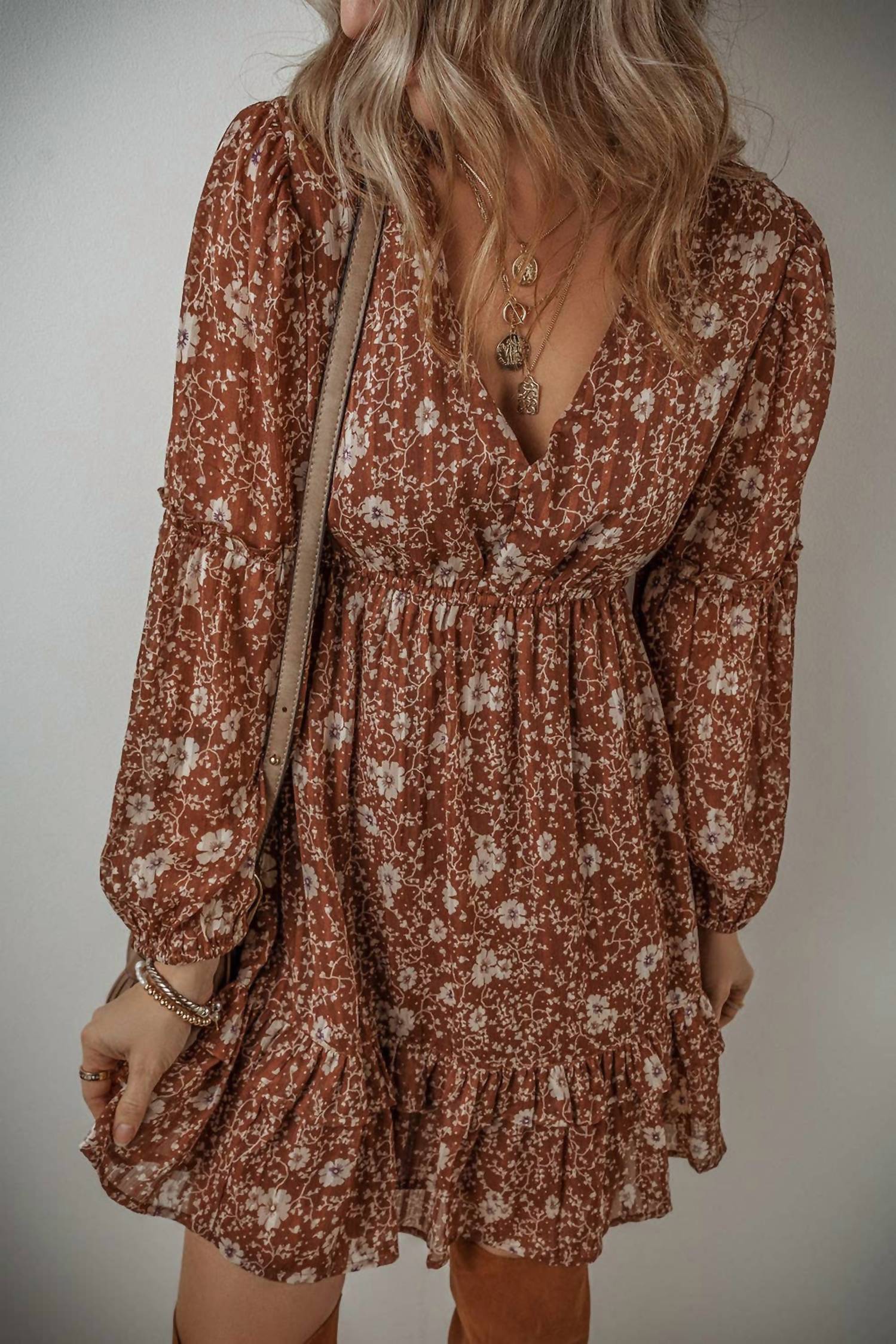 Little Daisy Closet - Betsy Boho Floral Mini Dress