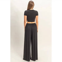 Hyfve - Short Sleeve Top & Wide Leg Pants Set
