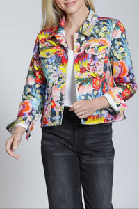 Apny - Printed Stretch Denim Trucker Jacket