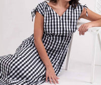 FOIL Flip It Sun Sleeveless Dress in black check - women's dress - alternate view