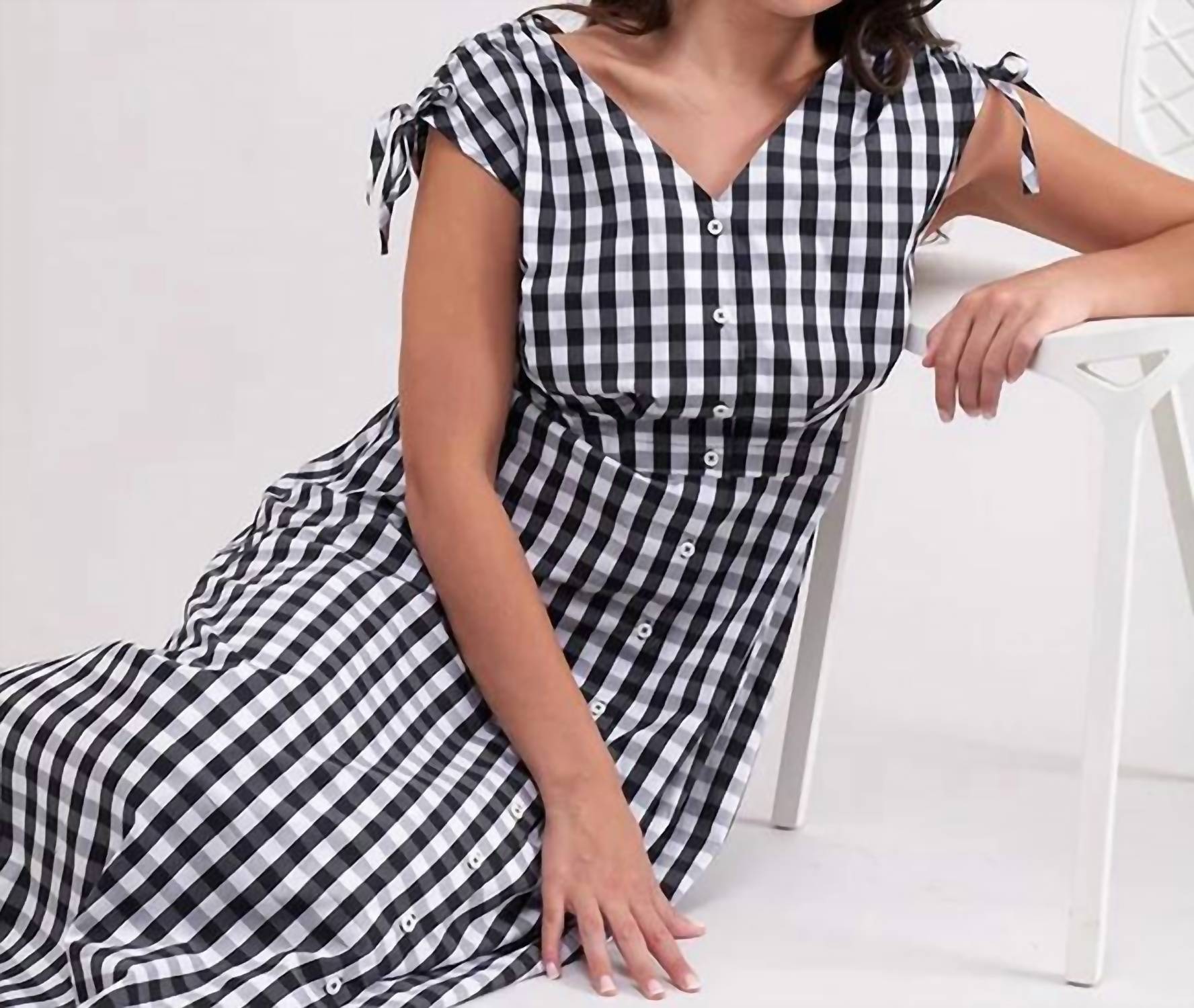 FOIL Flip It Sun Sleeveless Dress in black check - women's dress - alternate view