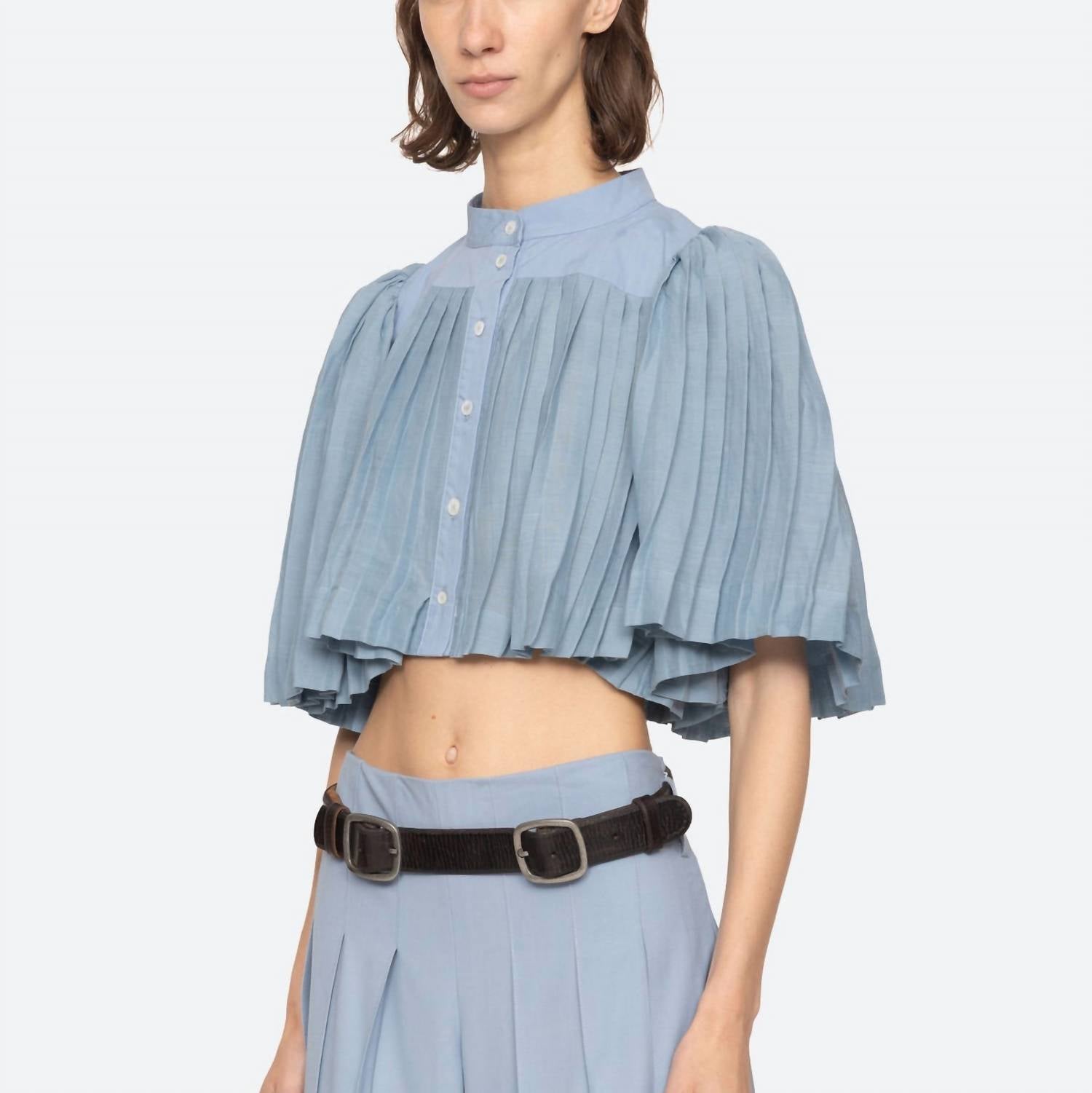 Sea - Solene Pleated Short Sleeve Top