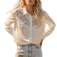 Blue B - Satin Yoke Fringe Embroidered Shirt