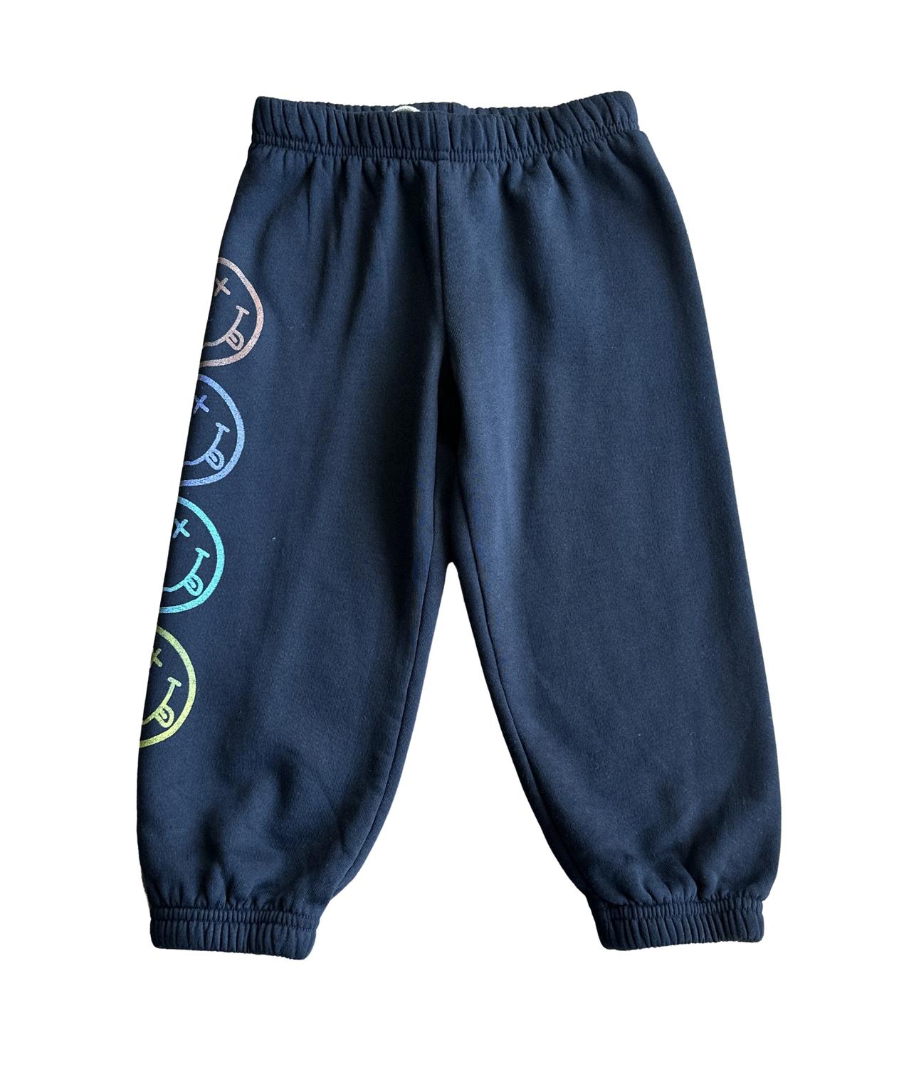 ROWDY SPROUT Girl's Nirvana Smiley Sweatpants in washed black - kids' joggers