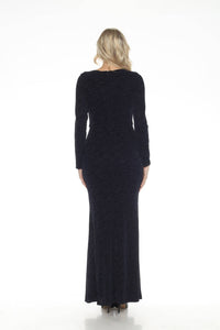 Joseph Ribkoff - Shimmery V-neck Long Sleeve Evening Dress