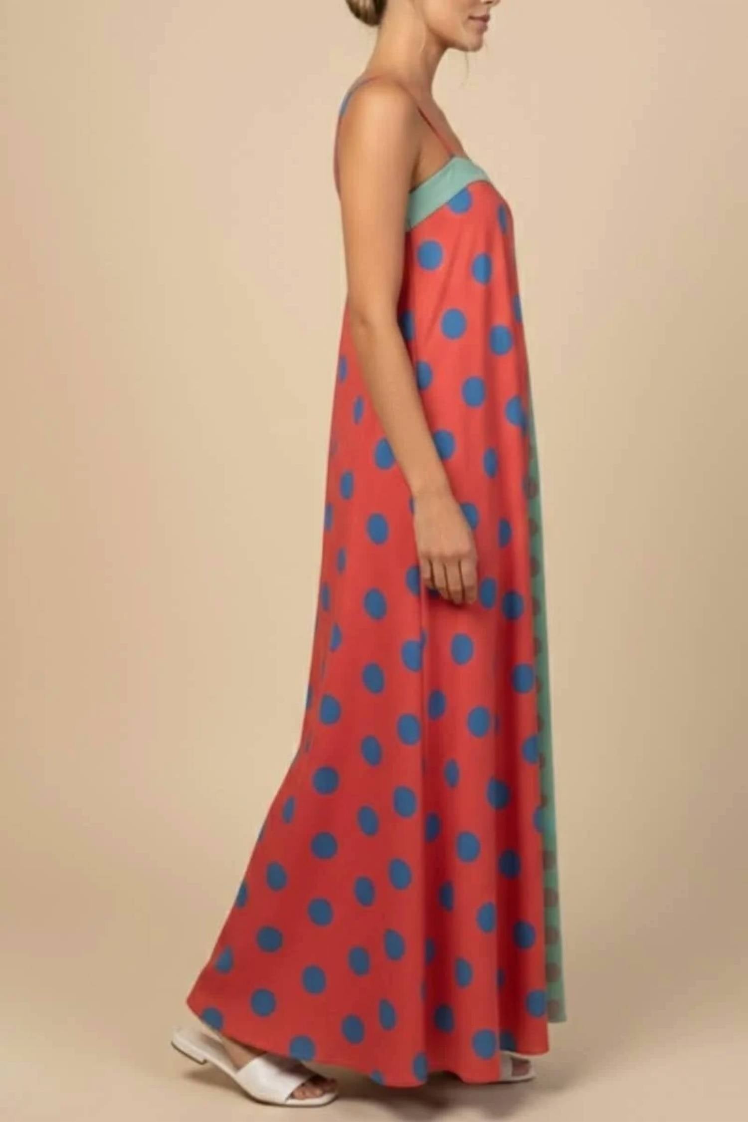 J.Nna - Serafina Polka Dot Chiffon Maxi Dress