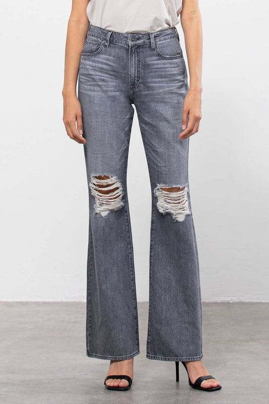 Happi Ultra High Rise Distressed Flare