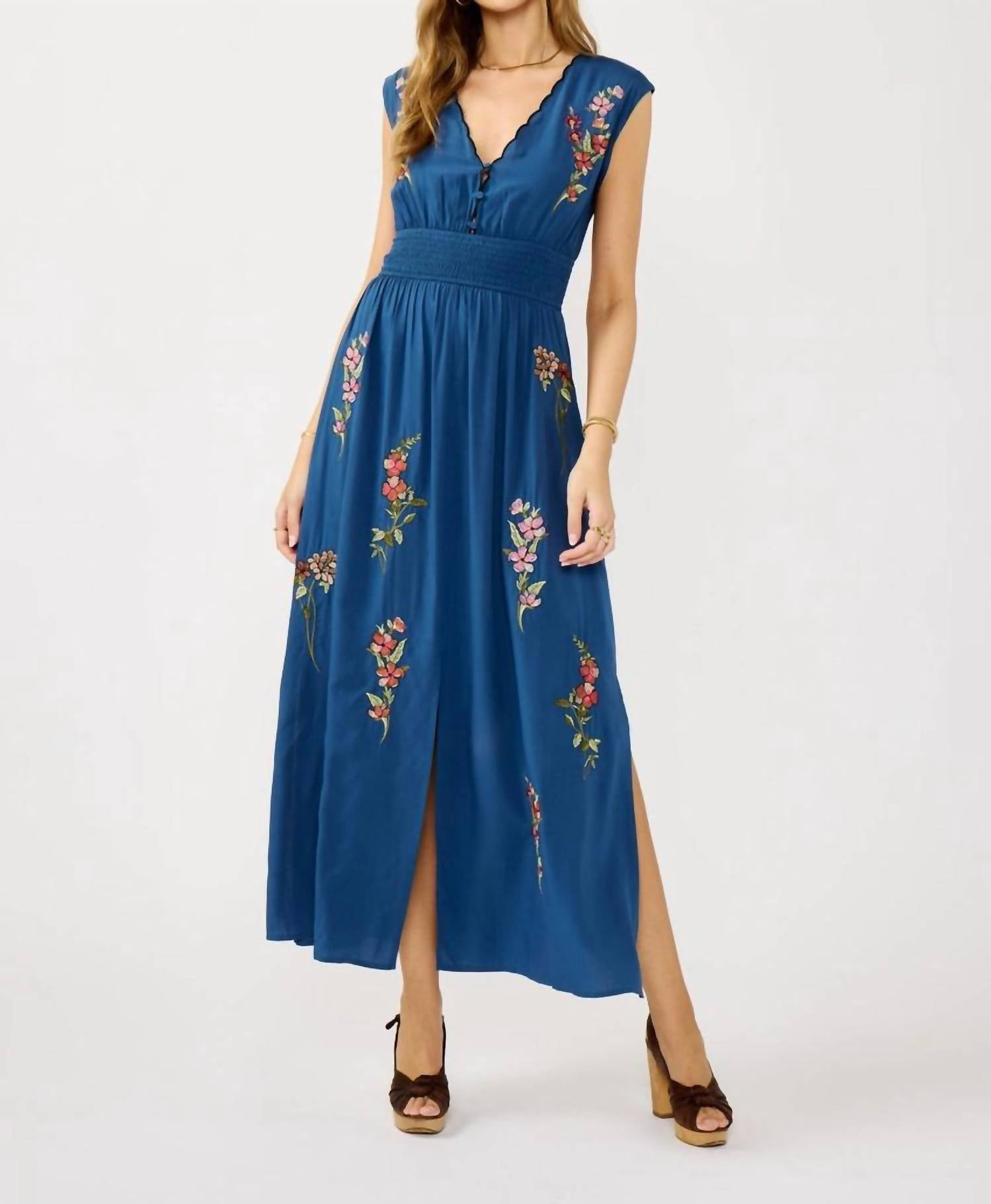 Lovestitch - Floral Scalloped Embroidered Maxi Dress