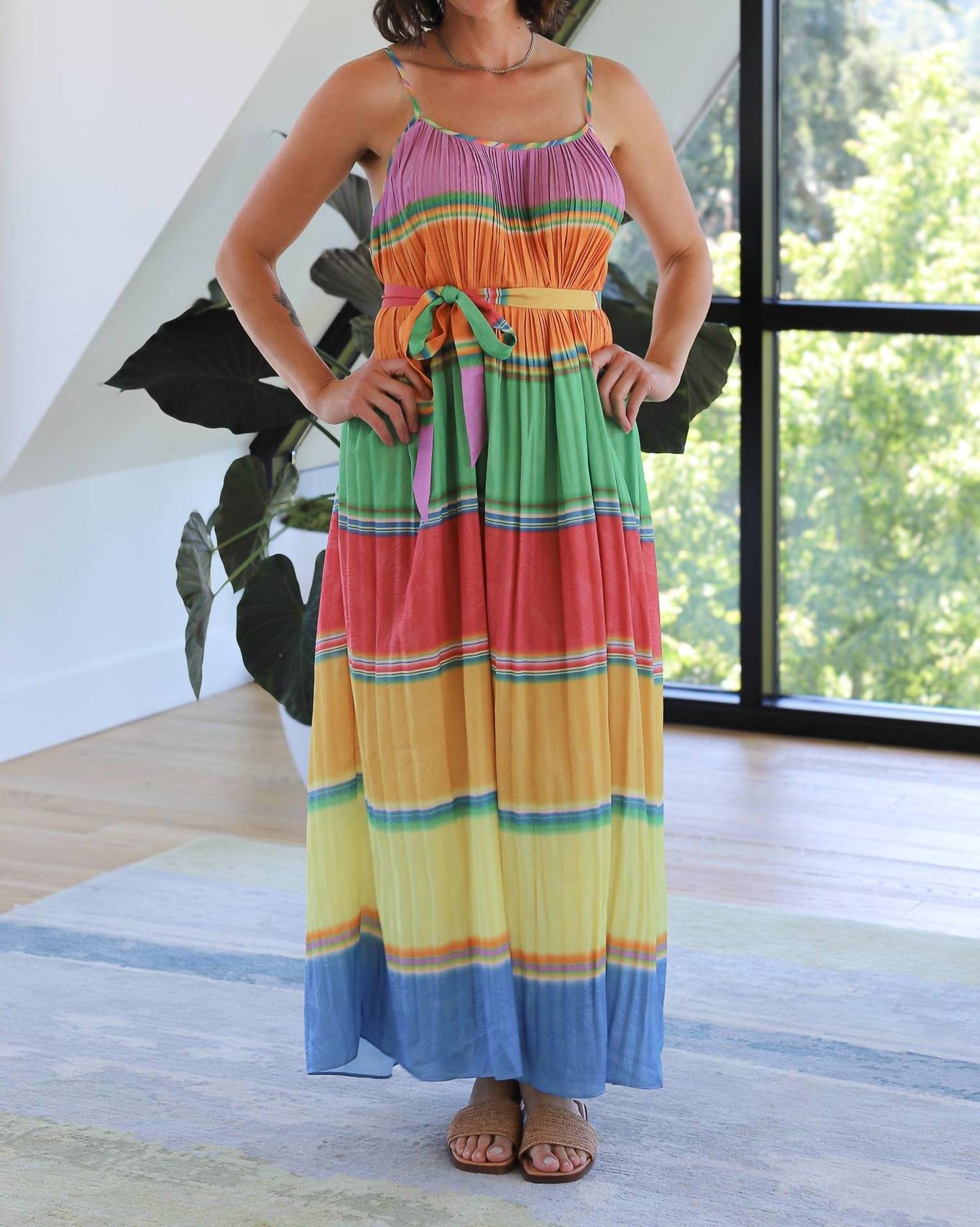 Nyland - Kamari Color Block Pleated Cami Midi Dress