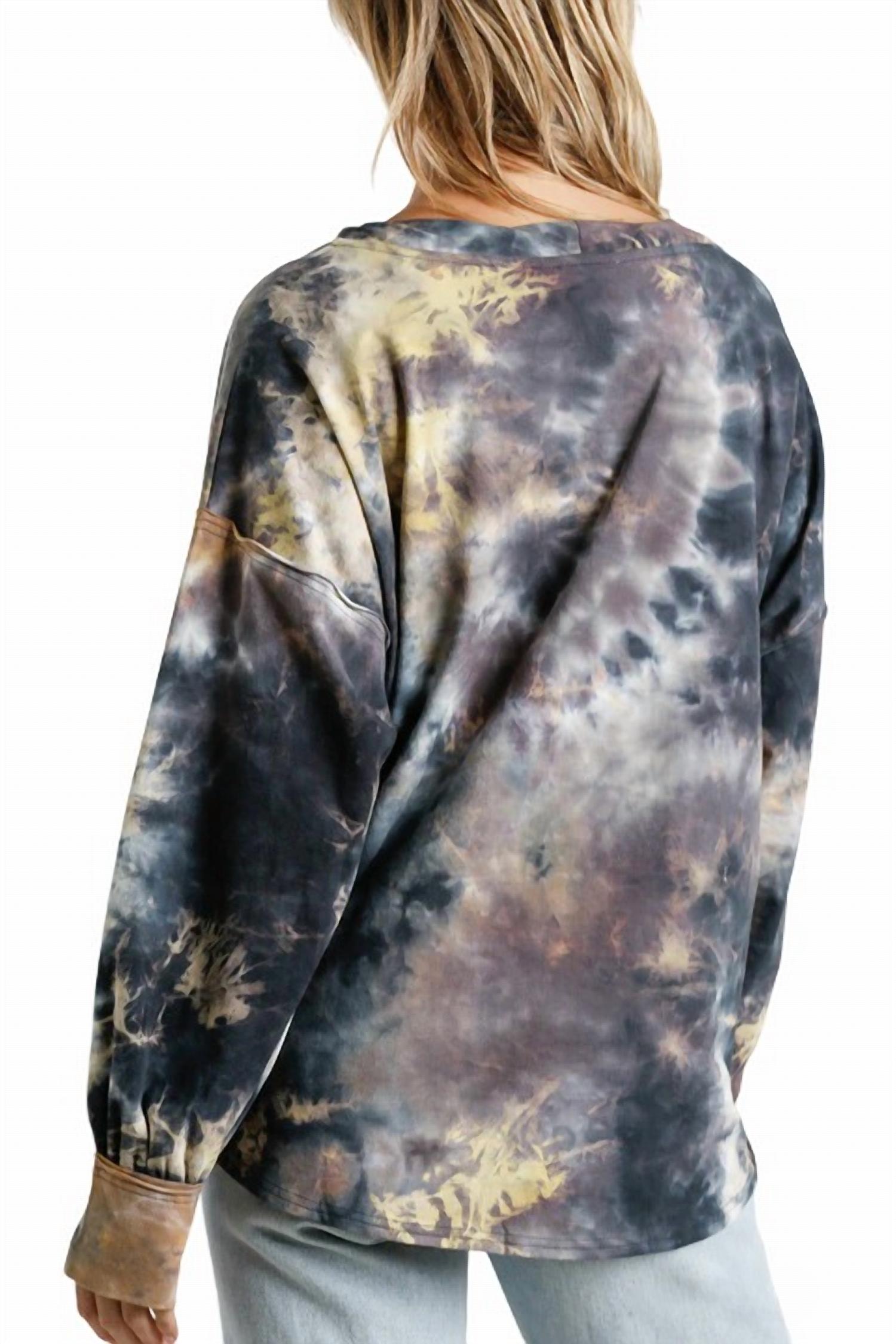 Umgee - Tie Dye Twisted Collar Sweater