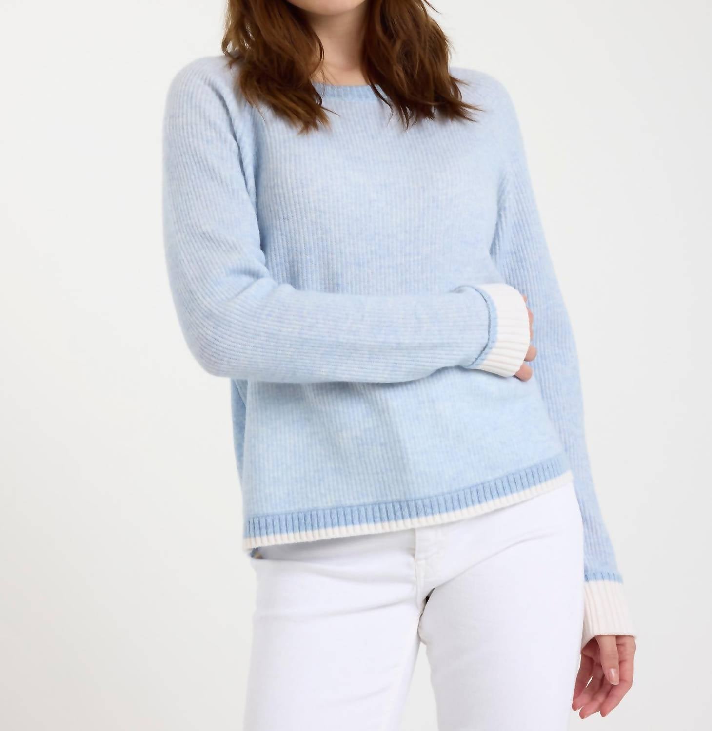 Brodie Cashmere Irene Cashmere Jumper Top in blue mist - women's sweater