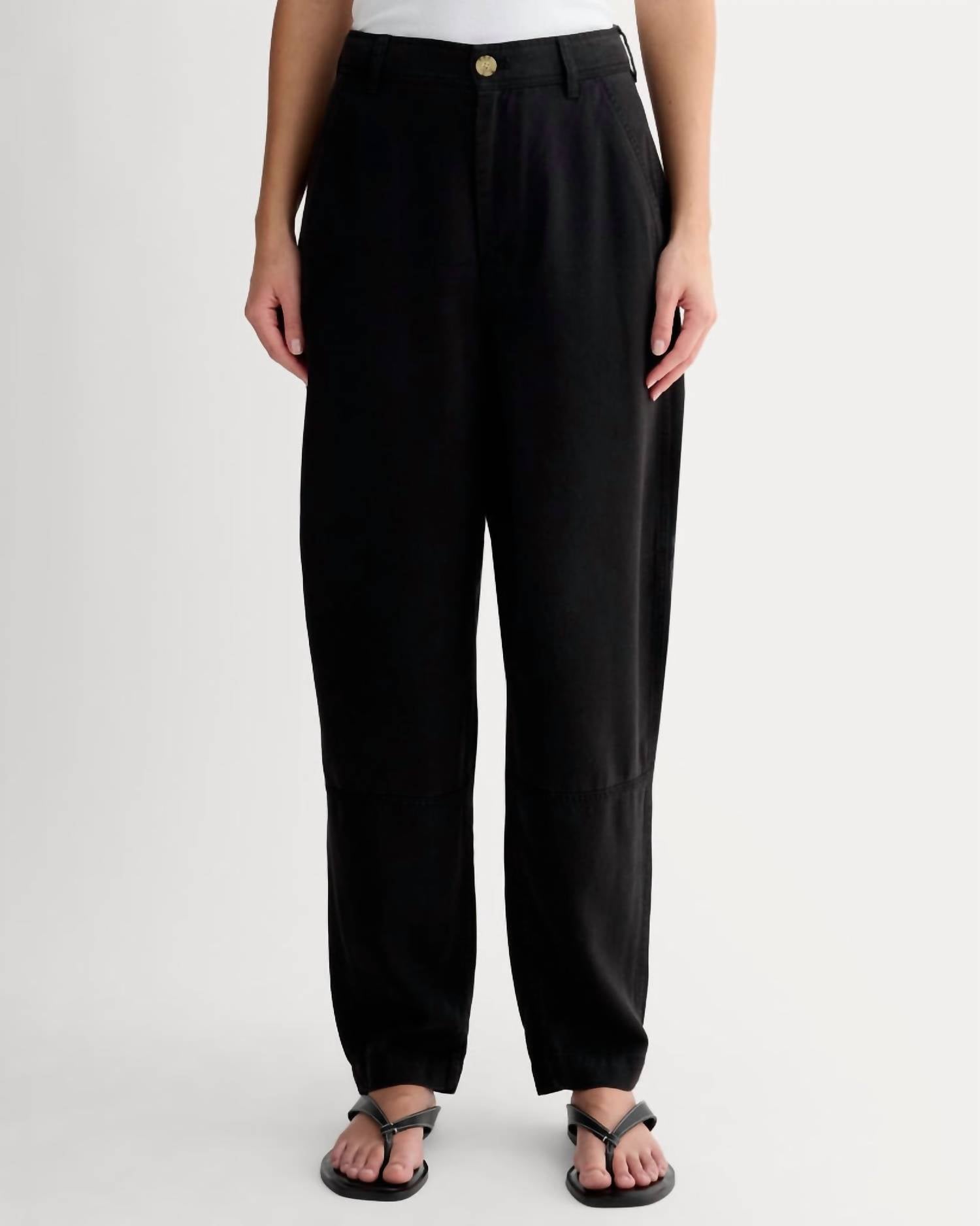Everlane Tencel Relaxed Tapered Chino Pants in black - women's pants