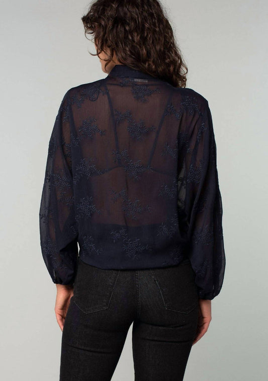 Lovestitch - Embroidered Tie Front Cardigan