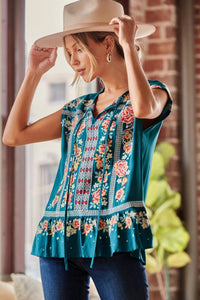 Andree By Unit - Embroidered Ruffle Top