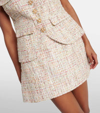 self-portrait Embellished Bouclé A-line Mini Dress in cream - women's dress - view 5