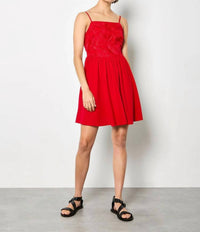 Apricot - Feather Embroidery Mini Dress