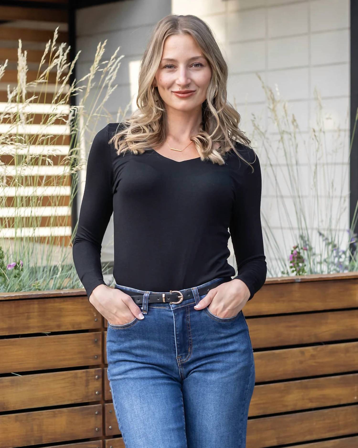 Grace And Lace - Modal V-neck Long Sleeve Tee