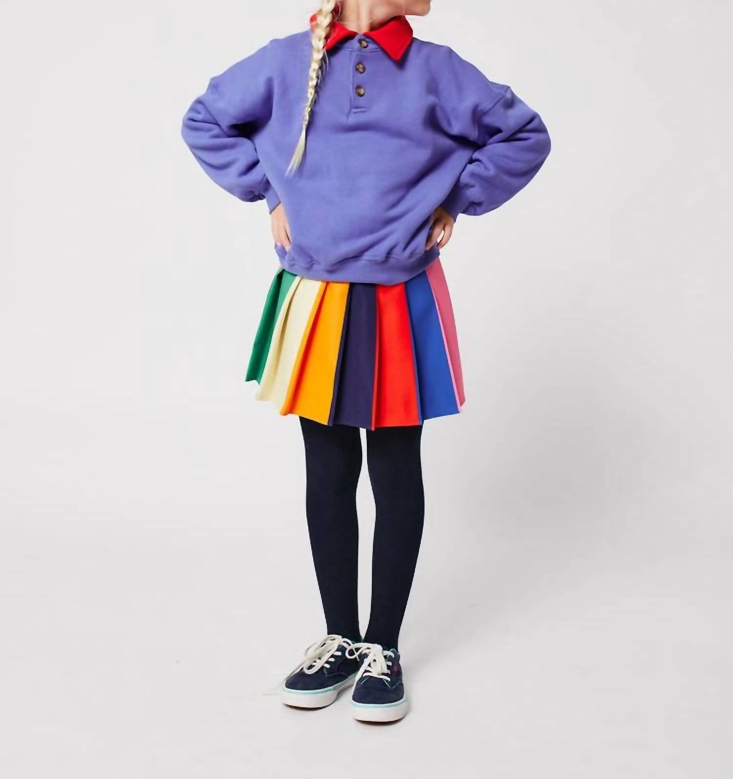 BOBO CHOSES Girl's Color Block Pleated Skirt in multicolor - women's skirt - view 4