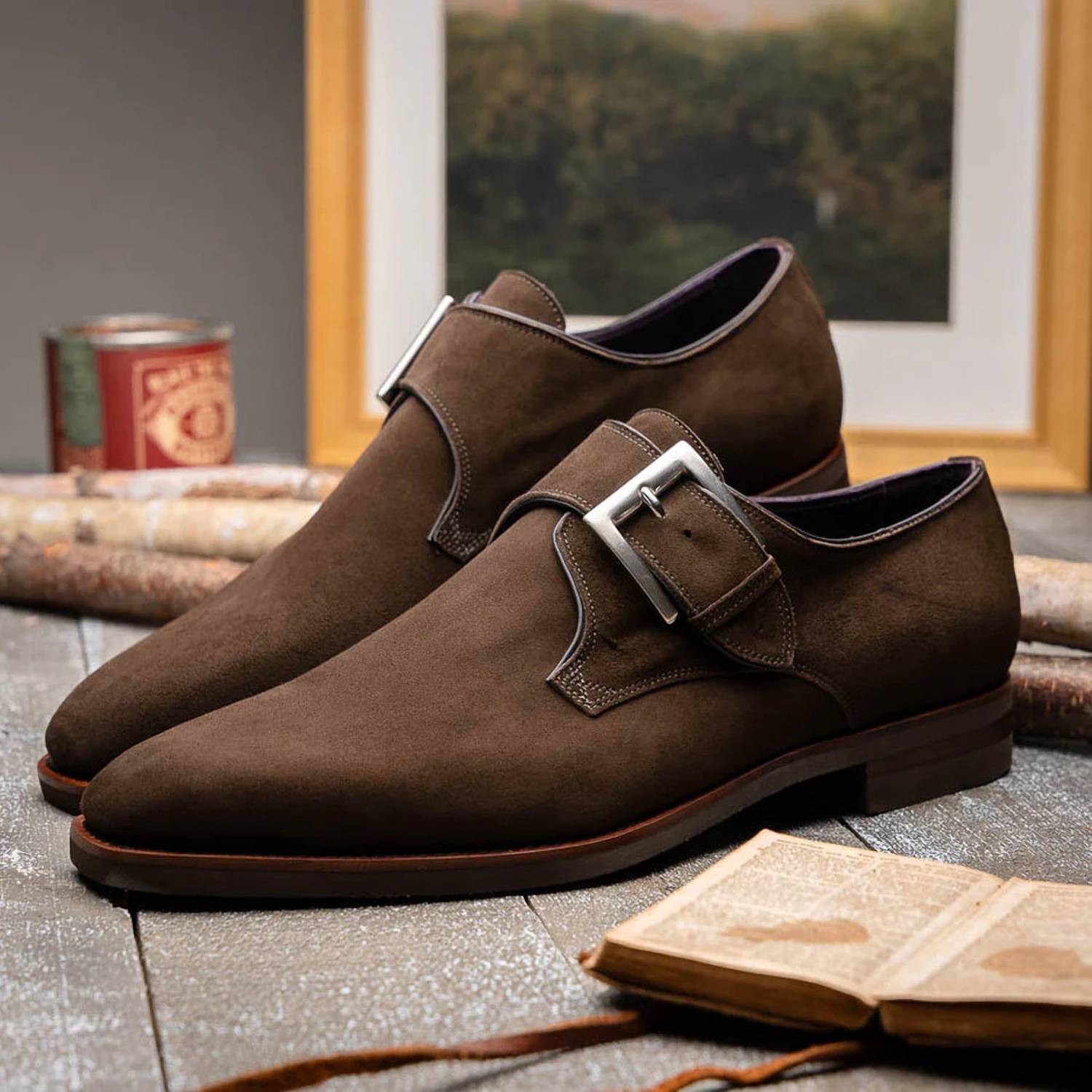 Zelli Italia - Men's Hebilla Italian Suede Monk Strap Shoe