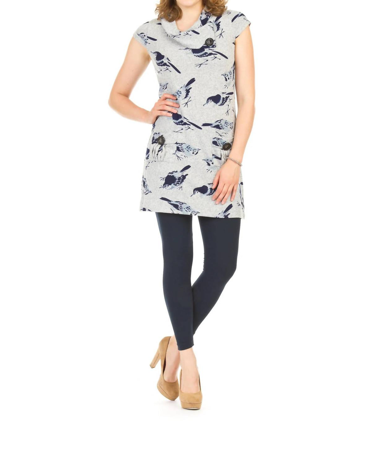 Papillon - Bird Drape Collar Dress