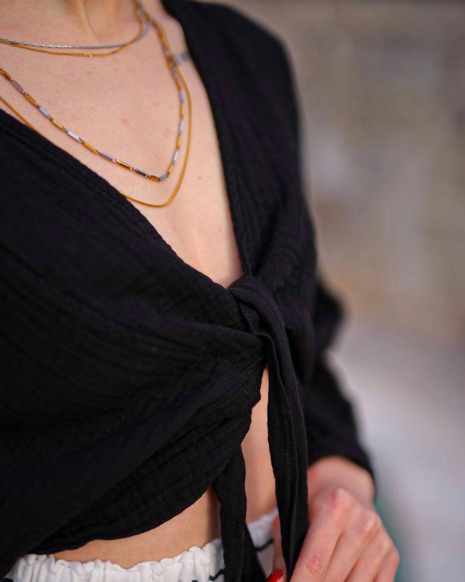 Moa - Crinkle Cotton Wrap Top