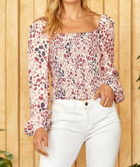 Andree By Unit - Emily Wonder Colorful Leopard Smocked Top