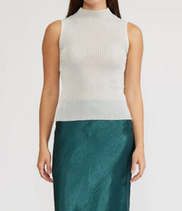 LUCY PARIS Hilty Mockneck Tank in silver - women's tank top