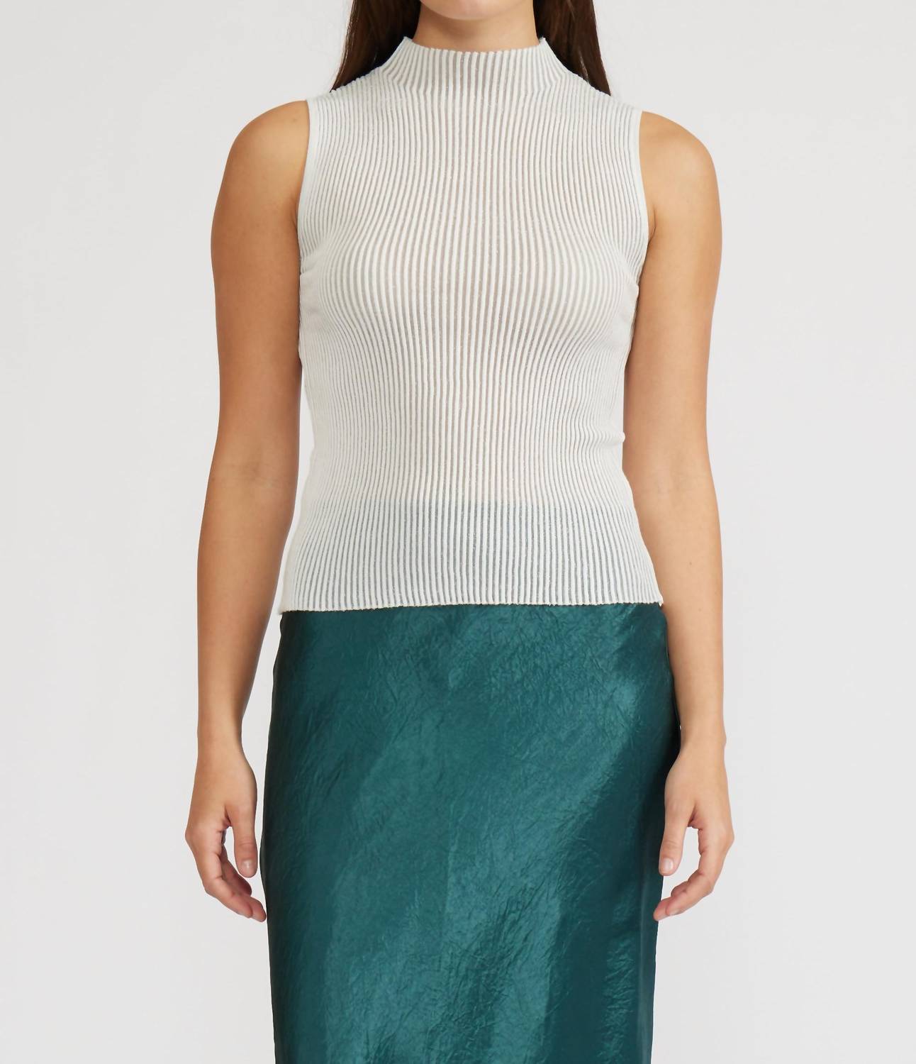 LUCY PARIS Hilty Mockneck Tank in silver - women's tank top