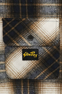 Stan Ray Men's Quilted Plaid Overshirt in navy - men's shirt - alternate view