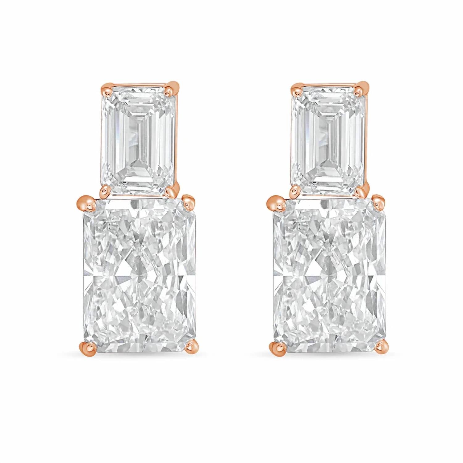 Diana M Jewels - Women's Emerald Lab-Grown Diamond Stud Earrings (12.00 Ct TCW) - Luxe