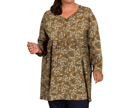 On The Plus Side - Des Fleurs Babydoll Long Sleeve Top - Plus