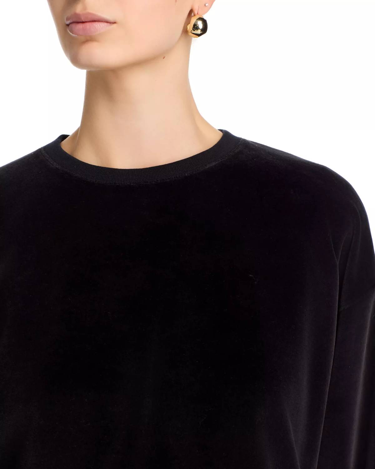 ATM Velour Sweatshirt in black - women's top - alternate view
