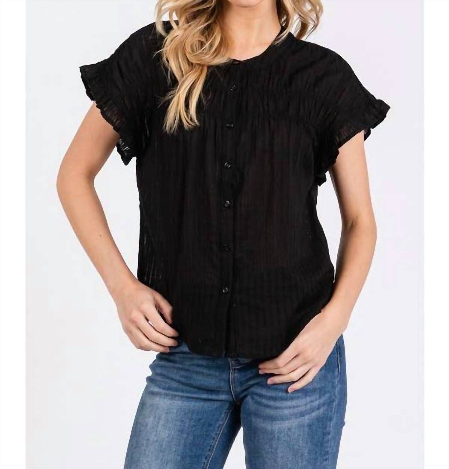 Calista - Ruffle Smocked Button Down Shirt