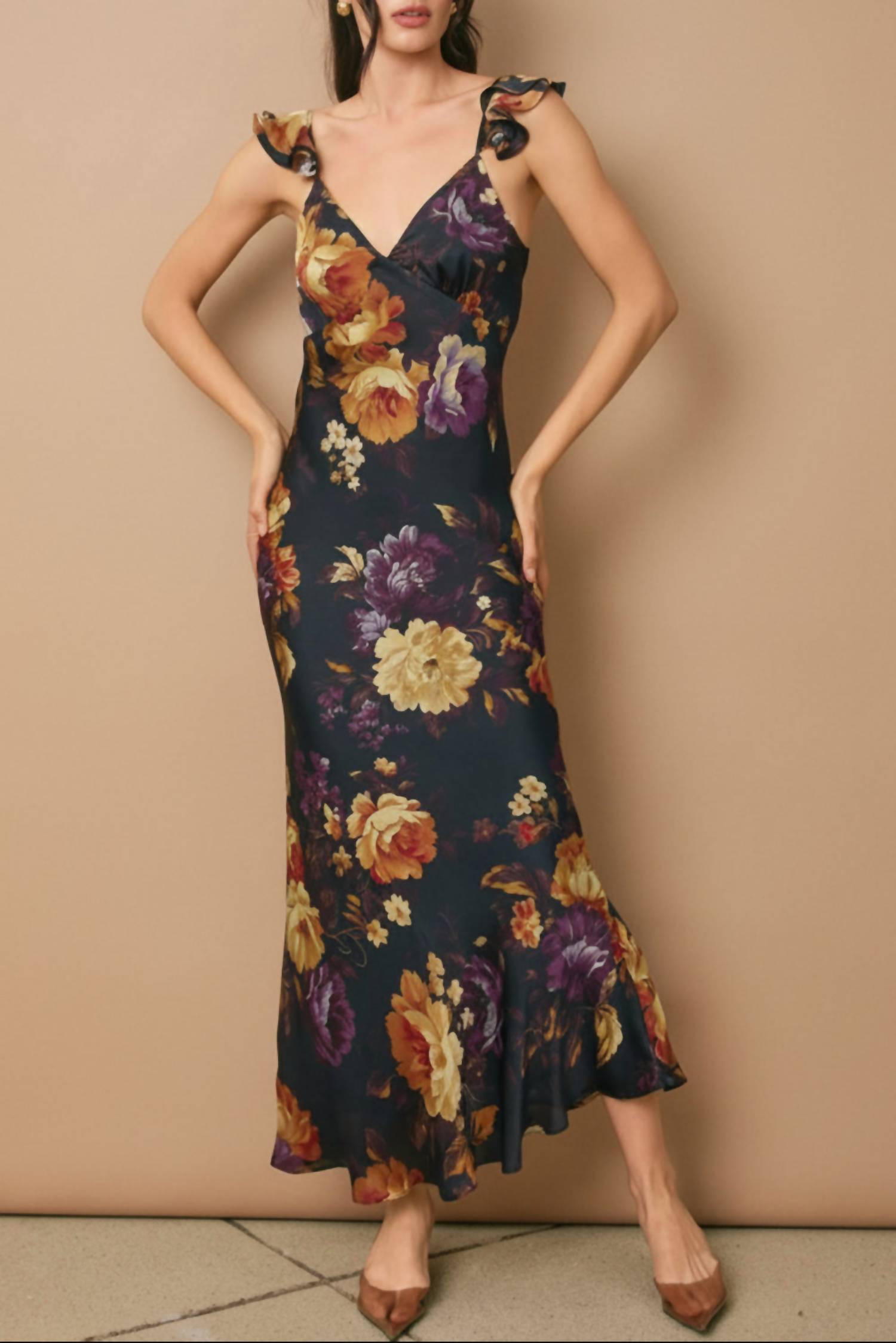 Dress Forum - Flutter Sleeve Low Back Maxi Dress