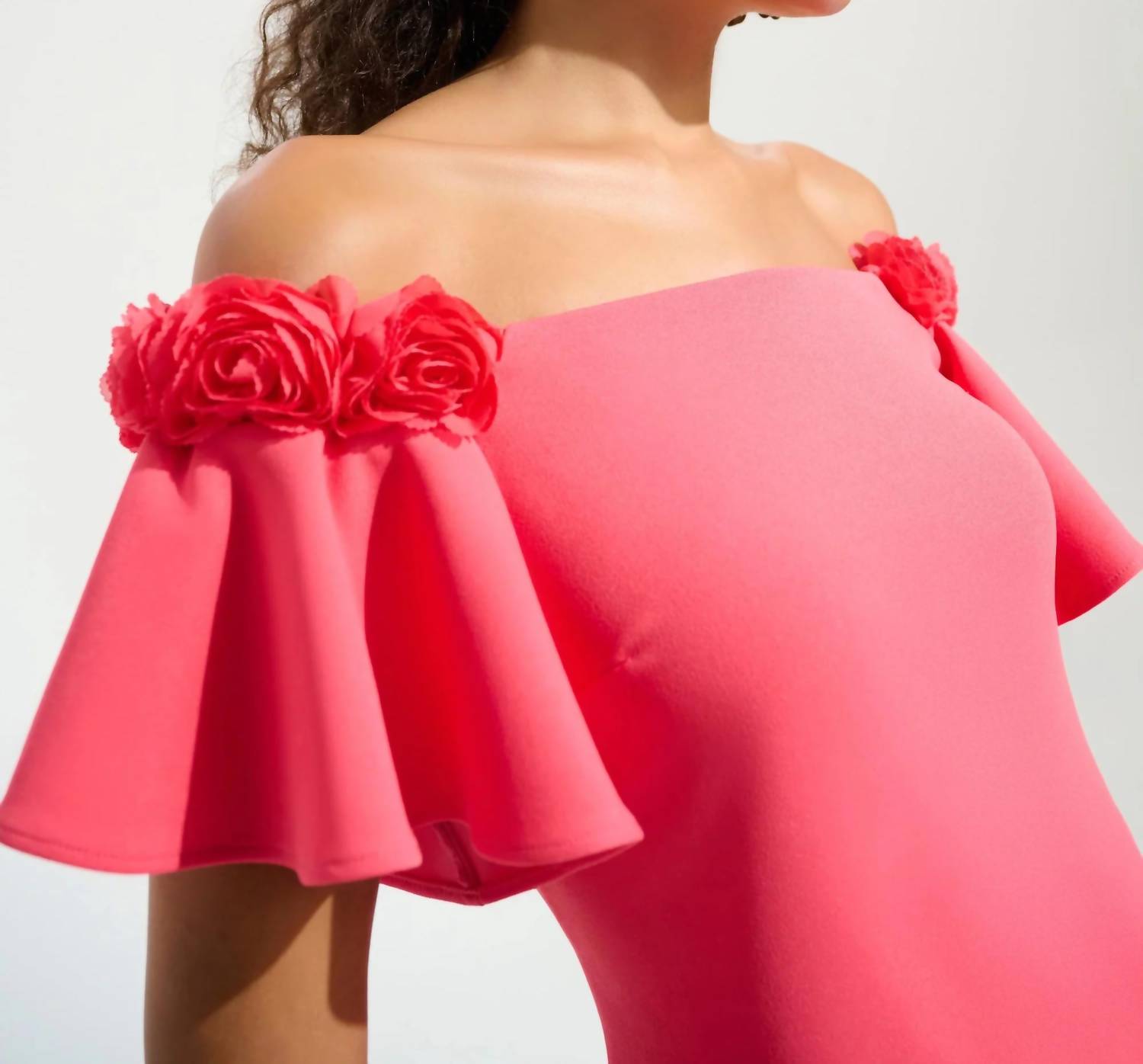 Joseph Ribkoff - Rosette Off-shoulder A-line Dress