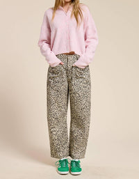 Mimosa Leopard Print Barrel Leg Denim Jeans in grey - women's jeans - view 7