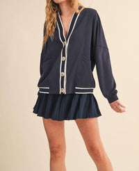 Klesis Knit Cardigan And Skirt Set in navy - women's skirt