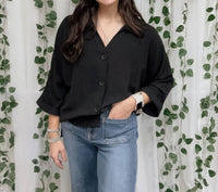 Multiples - Women's Turn Up Cuff 3/4 Sleeve Shirt