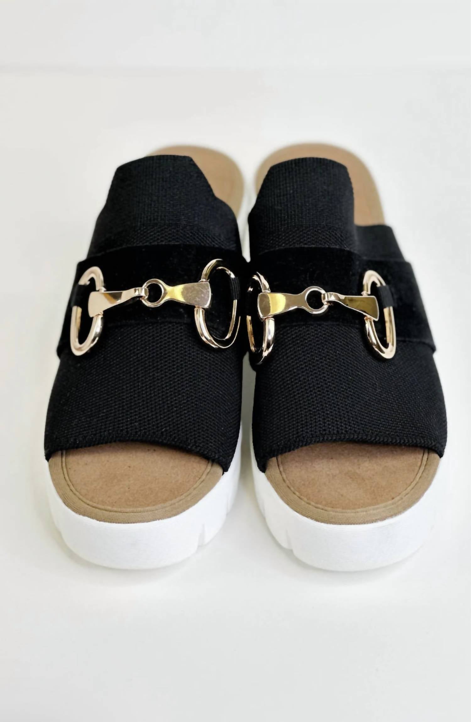 BERNIE MEV Women's Buckle Wedge sandal in black buckle - women's sandal - alternate view