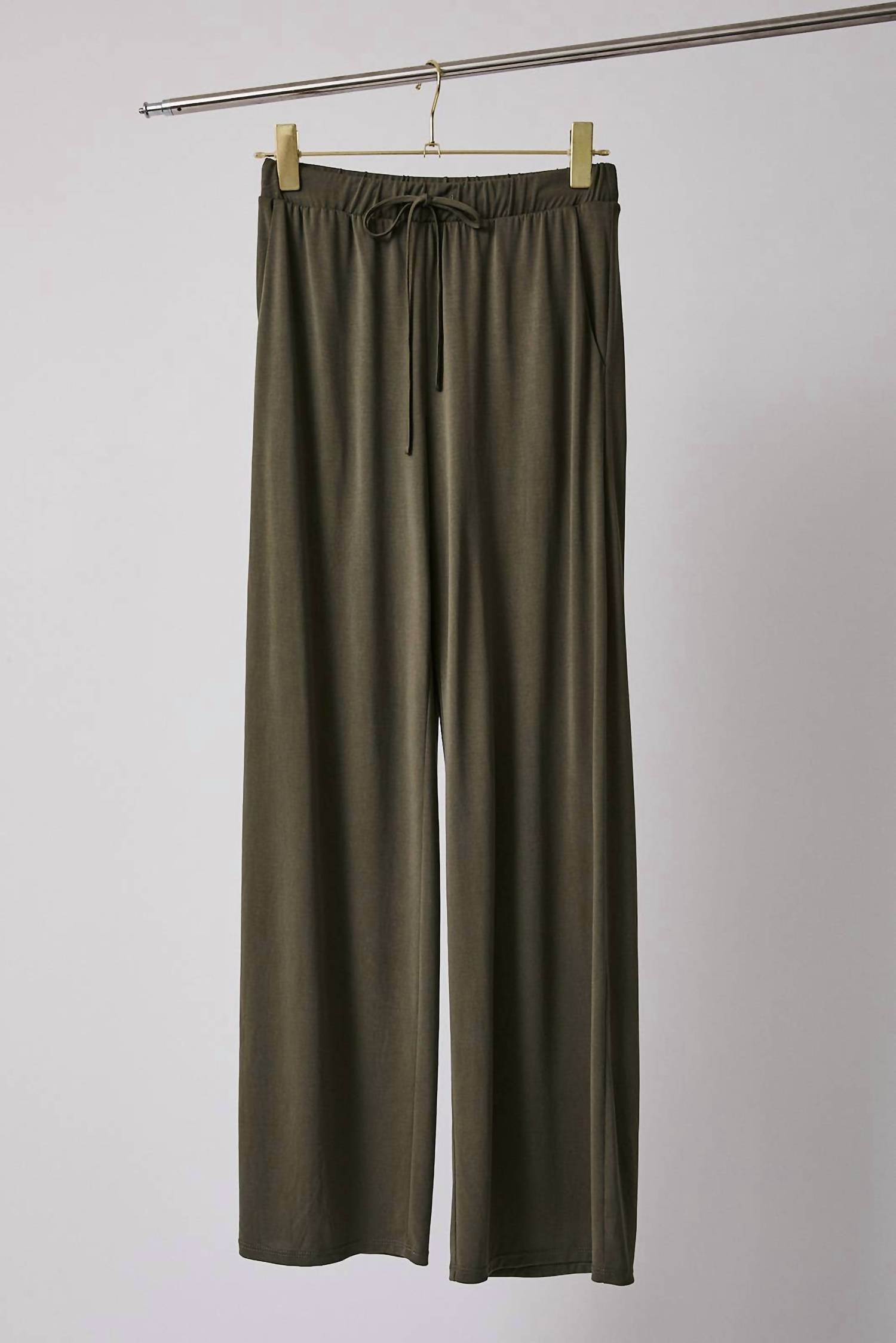 GILLI Elastic Waist Drawstring Wide Leg Pants in olive - women's pants - view 6