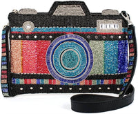 Mary Frances - Women's Color Fusion Beaded Camera Mini Crossbody Handbag