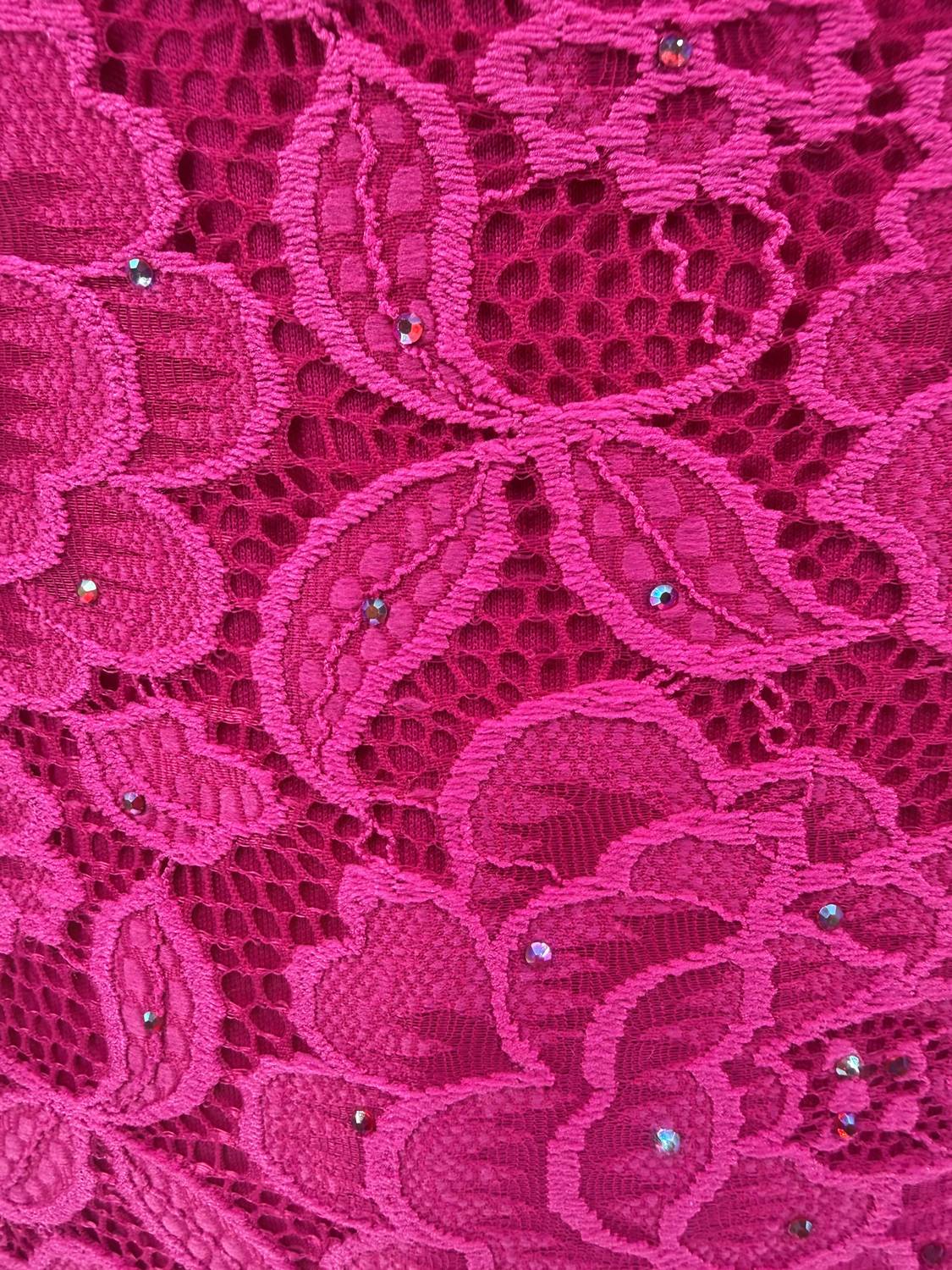 La Femme Strappy Low Back Lace Mermaid Gown in pink - women's dress - alternate view