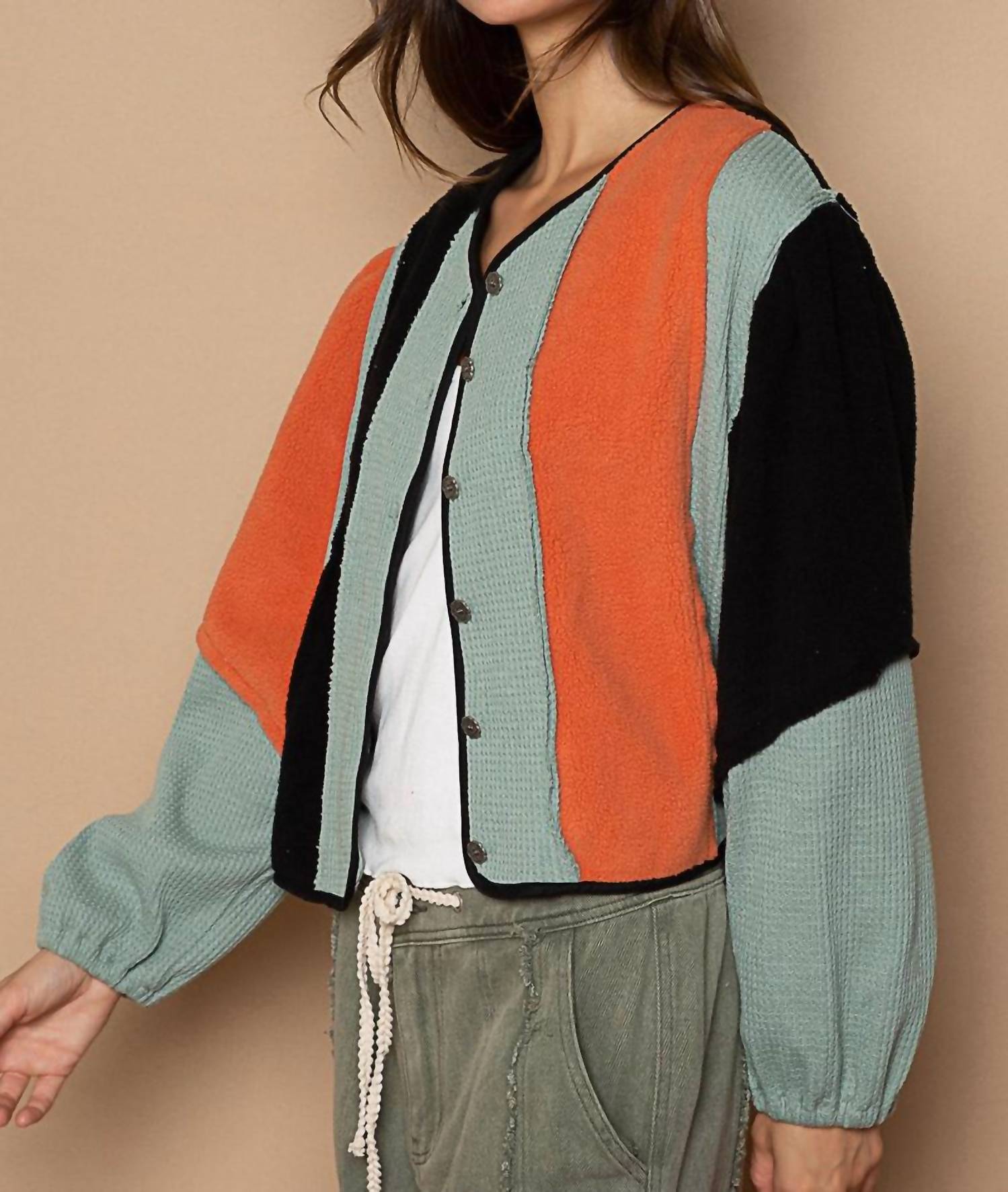 Pol - Ruby Button Down Sweater